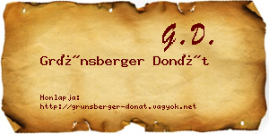 Grünsberger Donát névjegykártya